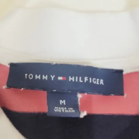 Tommy Hilfiger pink and blue rugby striped polo shirt dress Sz Med Preppy Casual - Picture 5 of 8